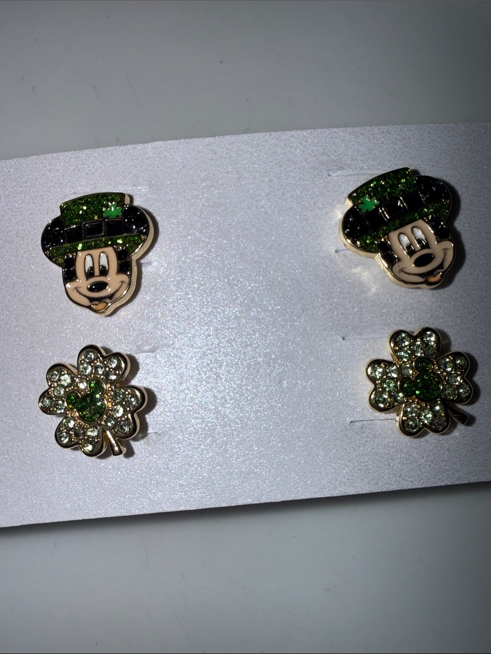 BaubleBar Green and Black St. Patrick's Mickey & Clover Earring Set